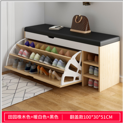 خزانة احذية مع مقعد باللون الخشبي ab-2